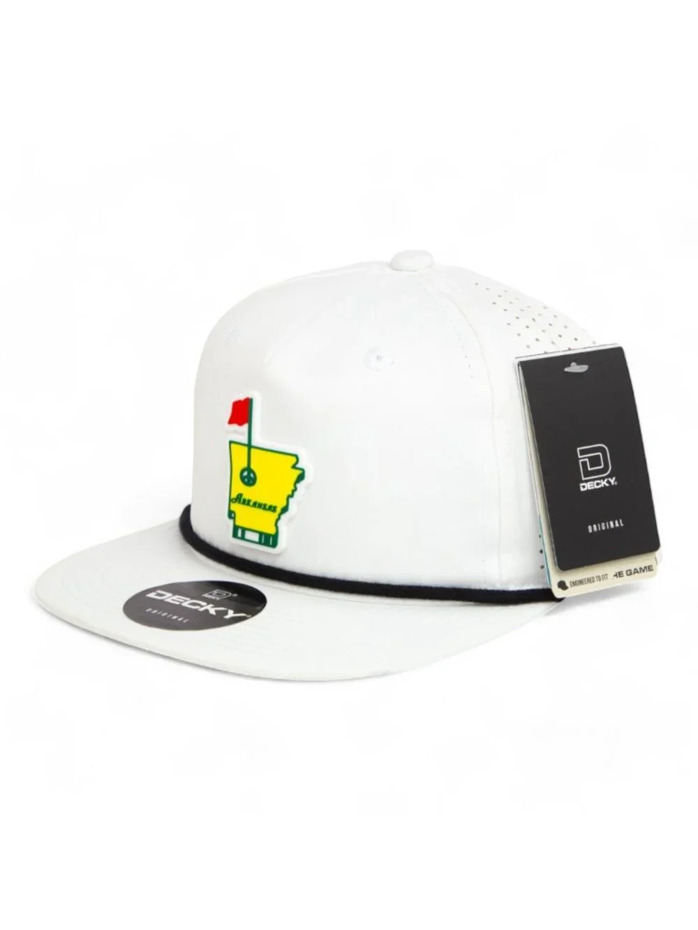 Arkansas Masters Golf 3D Perforated Rope Hat- White/ Black